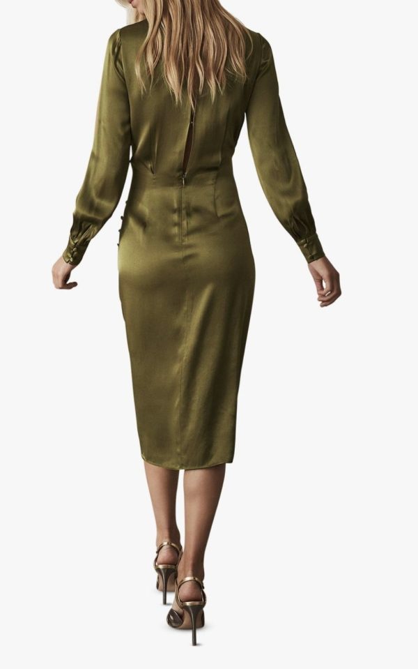 Women's Green Satin Wrap Dress