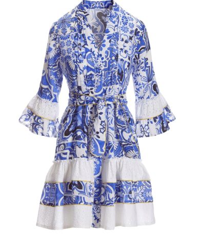 Boston Proper Blue Eyelet Dress