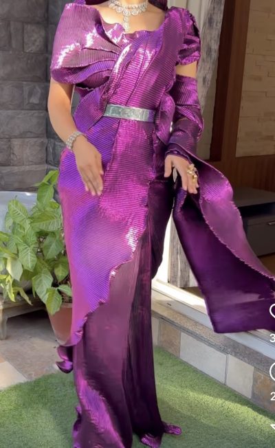 Purple Concept Saree with Belt