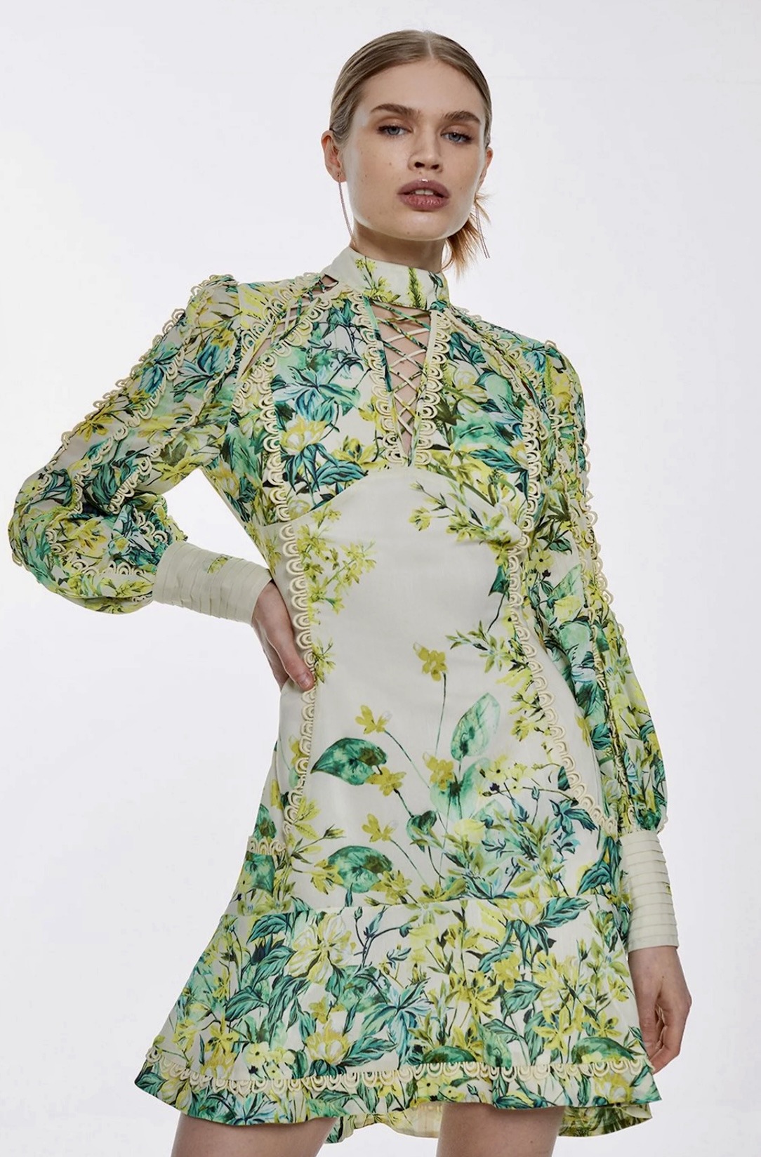 karen-millen-floral-woven-high-neck