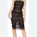 Aijek bustier off shoulder fringe dress