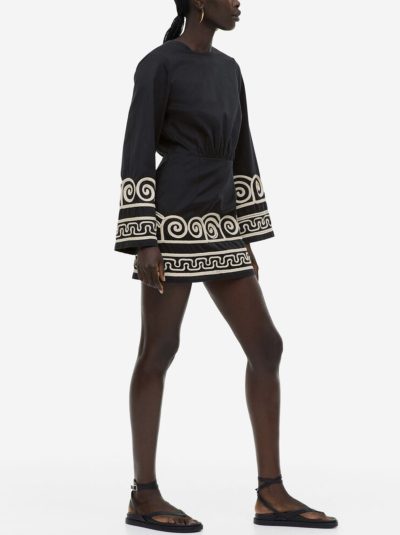 H&M Embroidered Lyocell Blend Dress