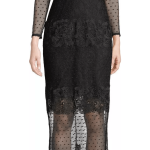 ALEXIS black Elize long sleeve lace mid-length dress.