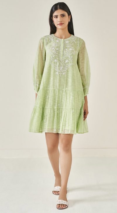 Anita Dongre Clover Chikankari Embroidered Dress