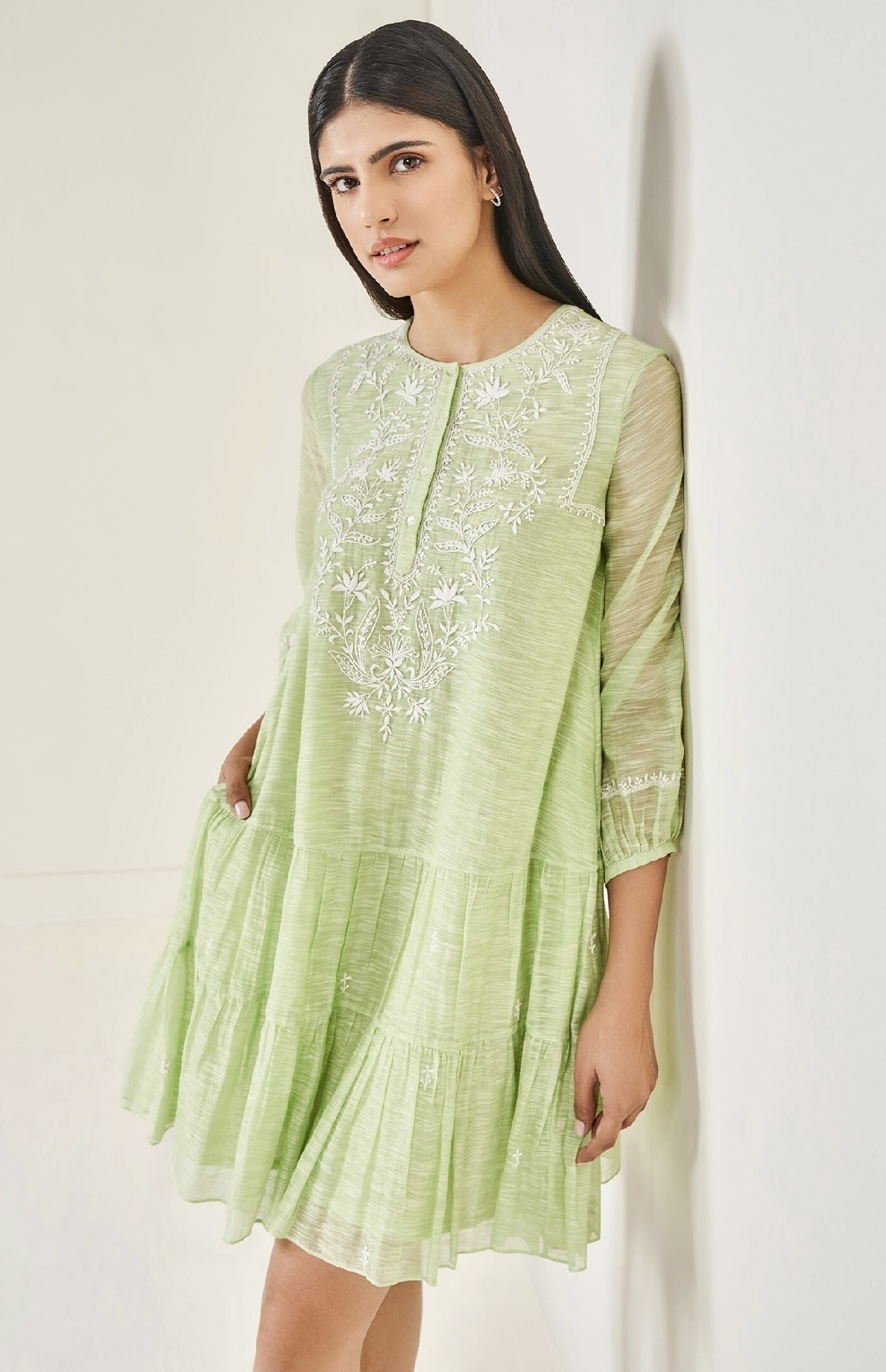 Anita Dongre Clover Chikankari Embroidered Dress