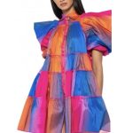 multi-colored collared mini dress