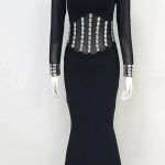 Crystal Mesh Long Sleeve Gown 