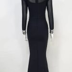 Crystal Mesh Long Sleeve Gown 