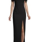 Likely Desi feather-trim gown