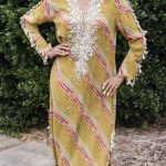 Payal Singhal Multi Color Bandhani Georgette Print Notched V Pattern Kaftan