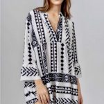 Silk & Salt the perfect sundress mini dress white black Aztec design.