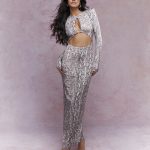 Snake print cut-out long sleeves slit back maxi dress