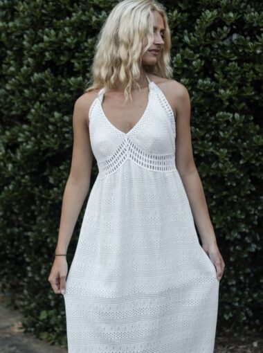 Greek crochet backless maxi 