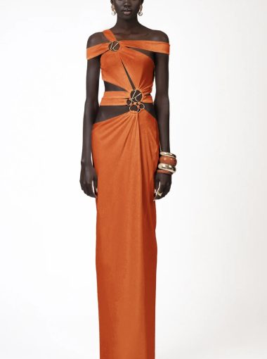 KIYREN DRESS - ORANGE EMBELLISHED gold bucks