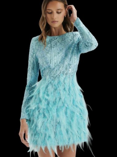 Lavish Alice feather embellished dress 