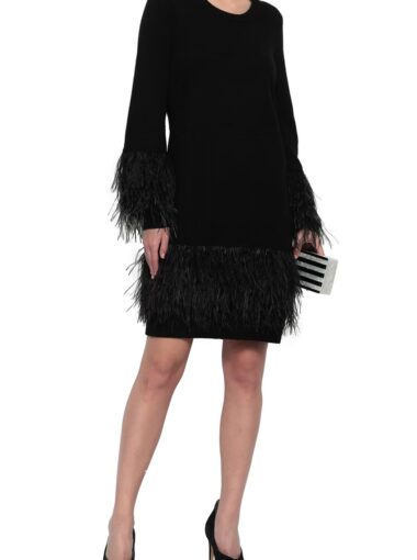 Michael Kors Feather-embellished knitted dress