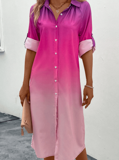 Ombré gradient shirt dress