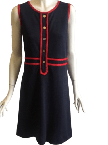 Tory Burch A-Line Navy Blue Knee Length Wool Blend Dress