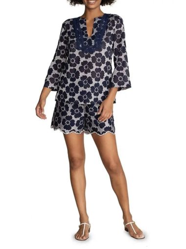 Trina Turk Embroidered sheer tunic set