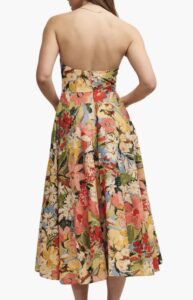 Aurora floral print eyelet strapless organic cotton dress