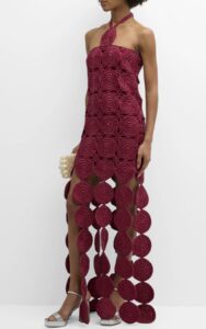 Beep Beep Lurex Crochet cut-out halter maxi dress by Simon Miller