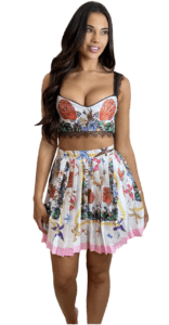 BRIGHTON PRINTED CROP TOP AND PLEATED SKIRT TWO PIECE SET