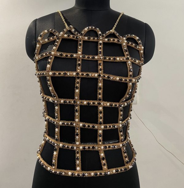 Custom embellished gilded corset bustier 