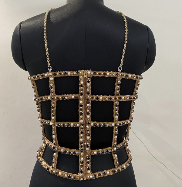 Custom embellished gilded corset bustier 