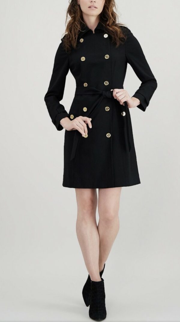 Calvin Klein Double Breasted Military Coat Dress Medium midnight blue