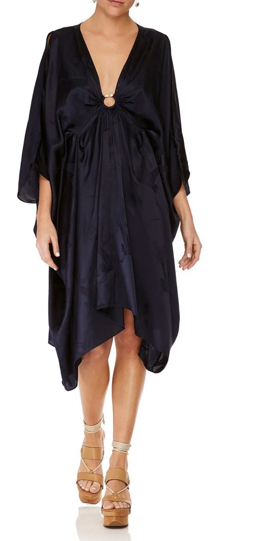 Camilla Short Kaftan With Hardware Solid Navy