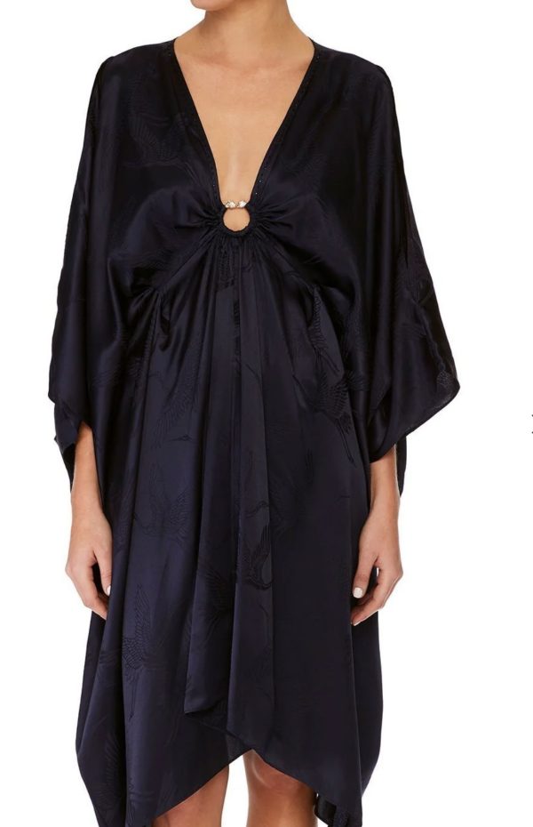 Camilla Short Kaftan With Hardware Solid Navy