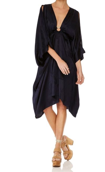 Camilla Short Kaftan With Hardware Solid Navy