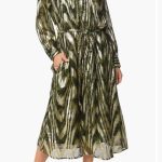 CIEBON Seneca Metallic Long Sleeve Midi Shirtdress