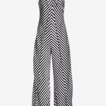 Contrast Stripe woven overlay halter jumpsuit black white