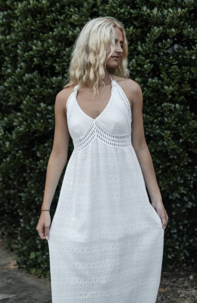 Greek crochet backless maxi 