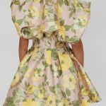 In house mini featuring a puffed neckline and pleating detail in the waist. 