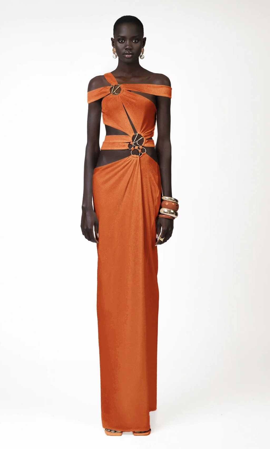 KIYREN DRESS - ORANGE EMBELLISHED gold bucks