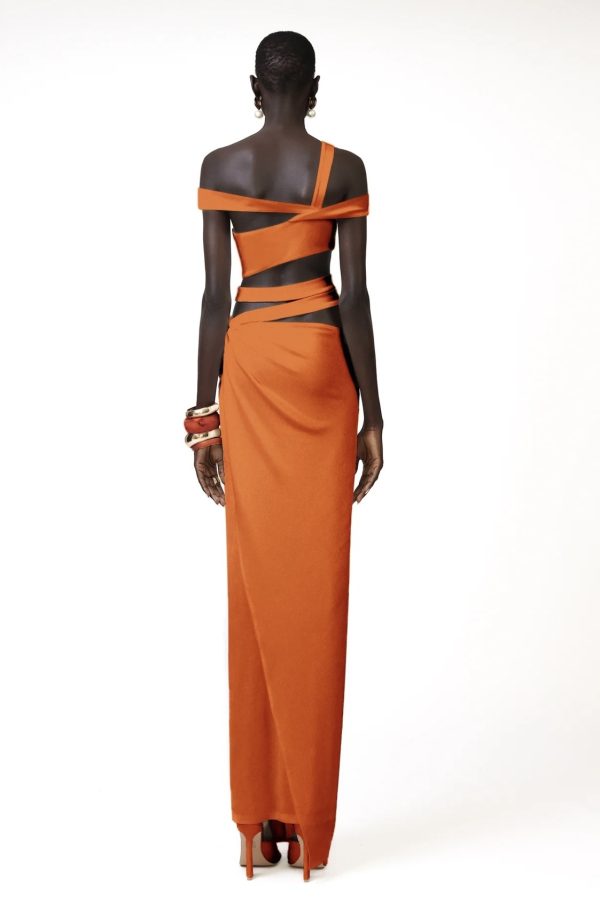 KIYREN DRESS - ORANGE EMBELLISHED gold bucks