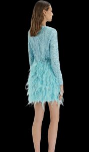 Lavish Alice feather embellished dress 