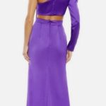 Mac Duggal satin Cut-out puff one sleeve side knot gown 