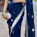 Mandira Curtis Pre-stiched Midnight Blue Saree