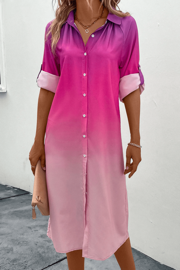 Ombré gradient shirt dress