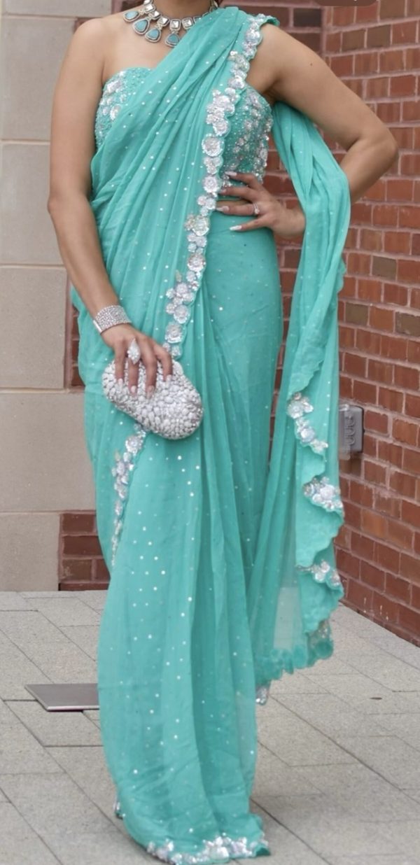 Mandira Curtis pre-stitched / draped embellished saree.