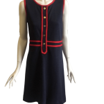 Tory Burch A-Line Navy Blue Knee Length Wool Blend Dress