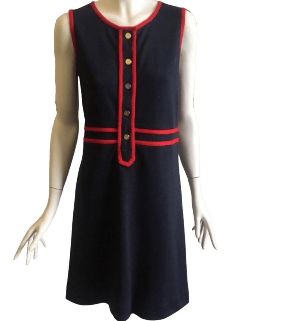 Tory Burch A-Line Navy Blue Knee Length Wool Blend Dress