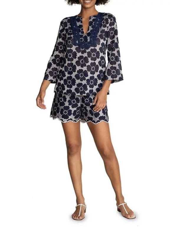 Trina Turk Embroidered sheer tunic set