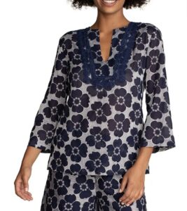 Trina Turk Embroidered sheer tunic set