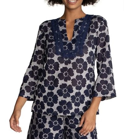 Trina Turk Embroidered sheer tunic set