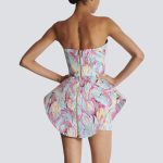 Aera Strapless Peplum Dress Blue Hot Pink