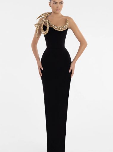 Abina Embellished Sleek black gown